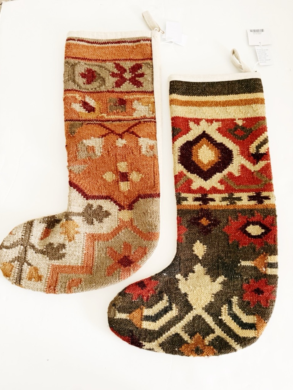 Aarhus Handwoven Kilim Holiday Stockings set of 2 NWT